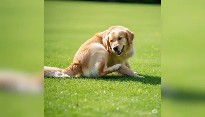 A dog scratching its back on grass