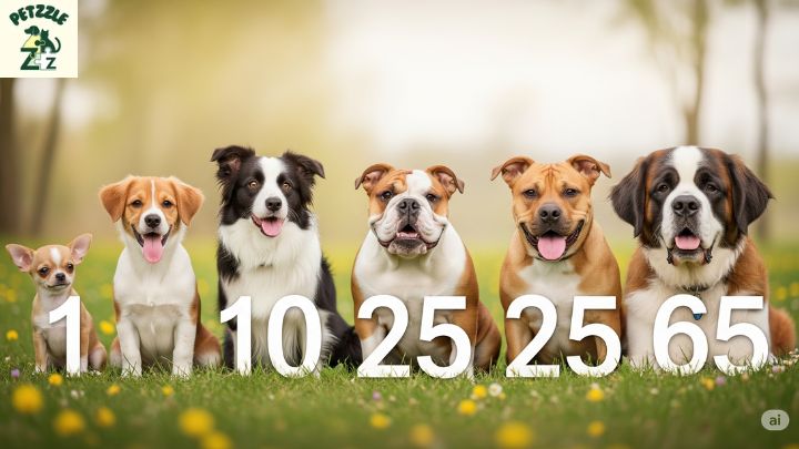 Cães com números representando diferentes idades humanas