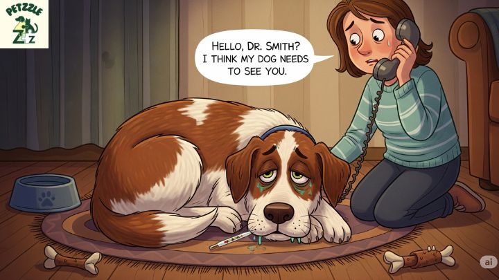 chamando o veterinário após situação de risco