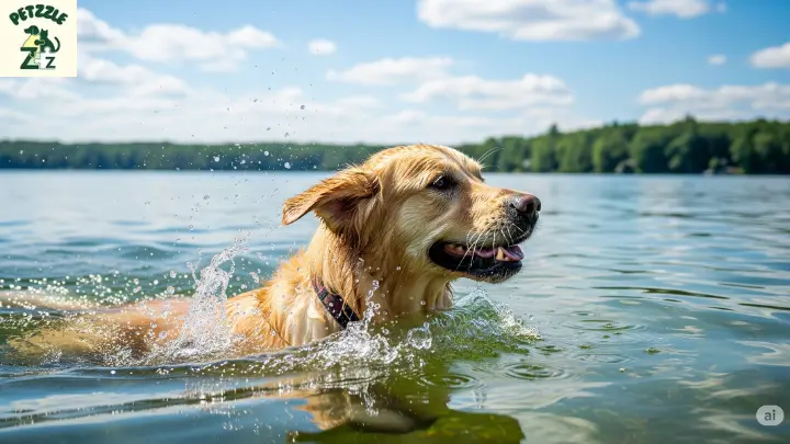 Imagem de um cão nadando