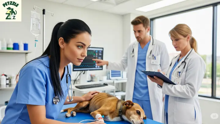 Médicos e veterinários acompanhando o tratamento de leishmaniose em paciente